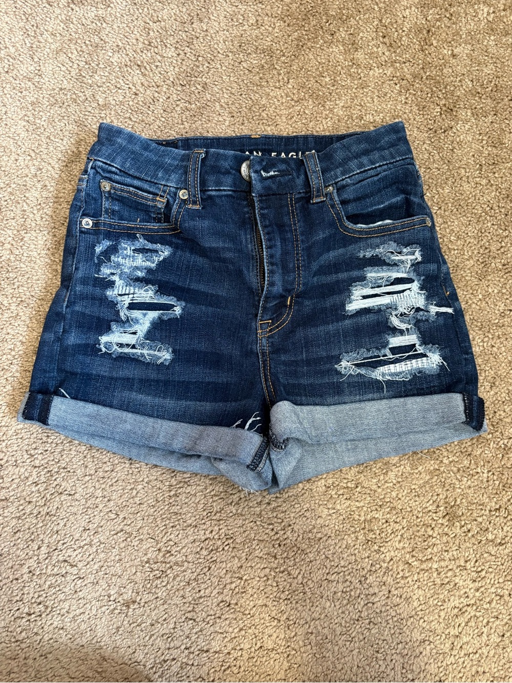 American Eagle Next Level Stretch Curvy Hi-Rise Shortie Shorts